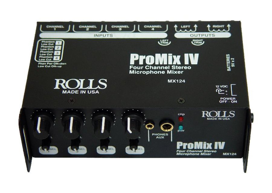 Rolls Mixer MX124 ProMix IV Portable BatteryPowered Rainbow Guitars